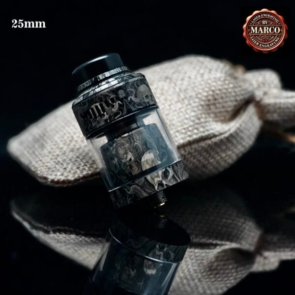 Atomizzatore NIGHTMARE engraved flames and skulls Black RTA 25mm SUICIDE MODS By Marco - immagine 7