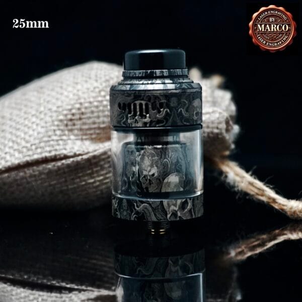 Atomizzatore NIGHTMARE engraved flames and skulls Black RTA 25mm SUICIDE MODS By Marco - immagine 2
