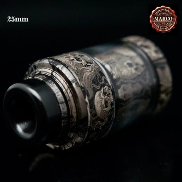 Atomizzatore NIGHTMARE engraved flames and skulls Black RTA 25mm SUICIDE MODS By Marco - immagine 3