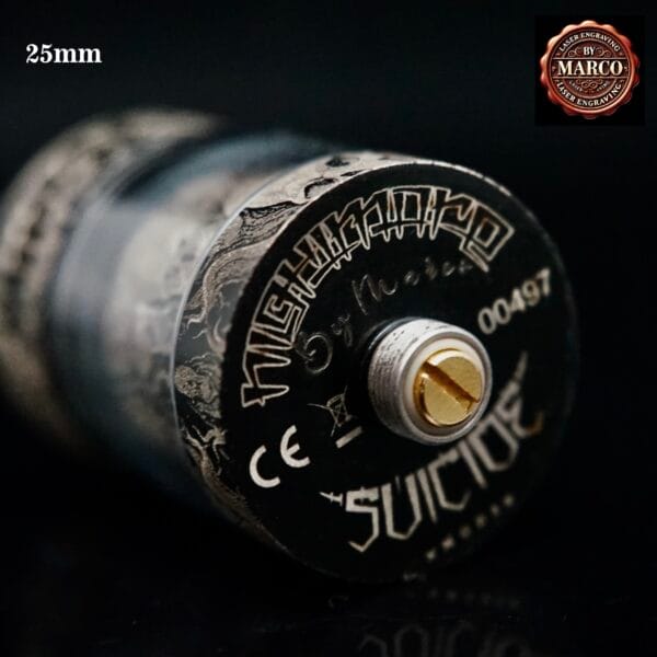 Atomizzatore NIGHTMARE engraved flames and skulls Black RTA 25mm SUICIDE MODS By Marco - immagine 4