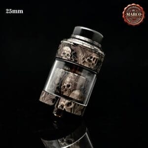 Atomizzatore NIGHTMARE engraved flames and skulls Black RTA 25mm SUICIDE MODS By Marco