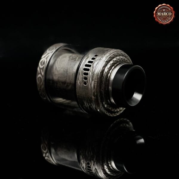 Atomizzatore NIGHTMARE engraved skull Relic Black/SS XL RTA 40mm SUICIDE MODS By Marco - immagine 9
