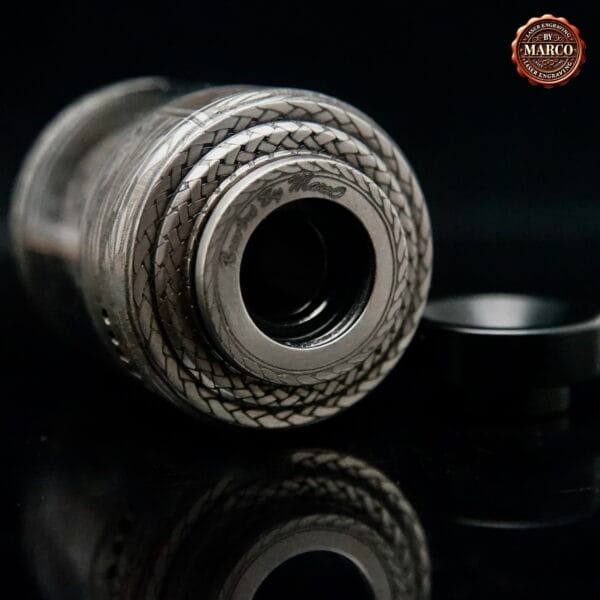 Atomizzatore NIGHTMARE engraved skull Relic Black/SS XL RTA 40mm SUICIDE MODS By Marco - immagine 5