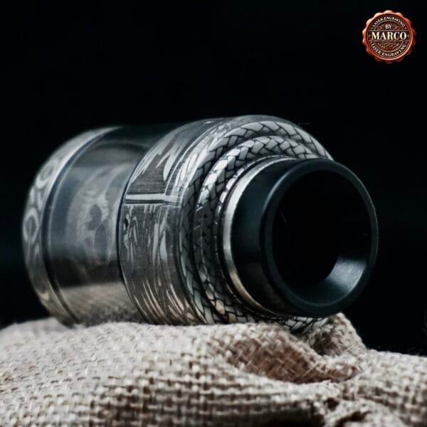 Atomizzatore NIGHTMARE engraved skull Relic Black/SS XL RTA 40mm SUICIDE MODS By Marco - immagine 8