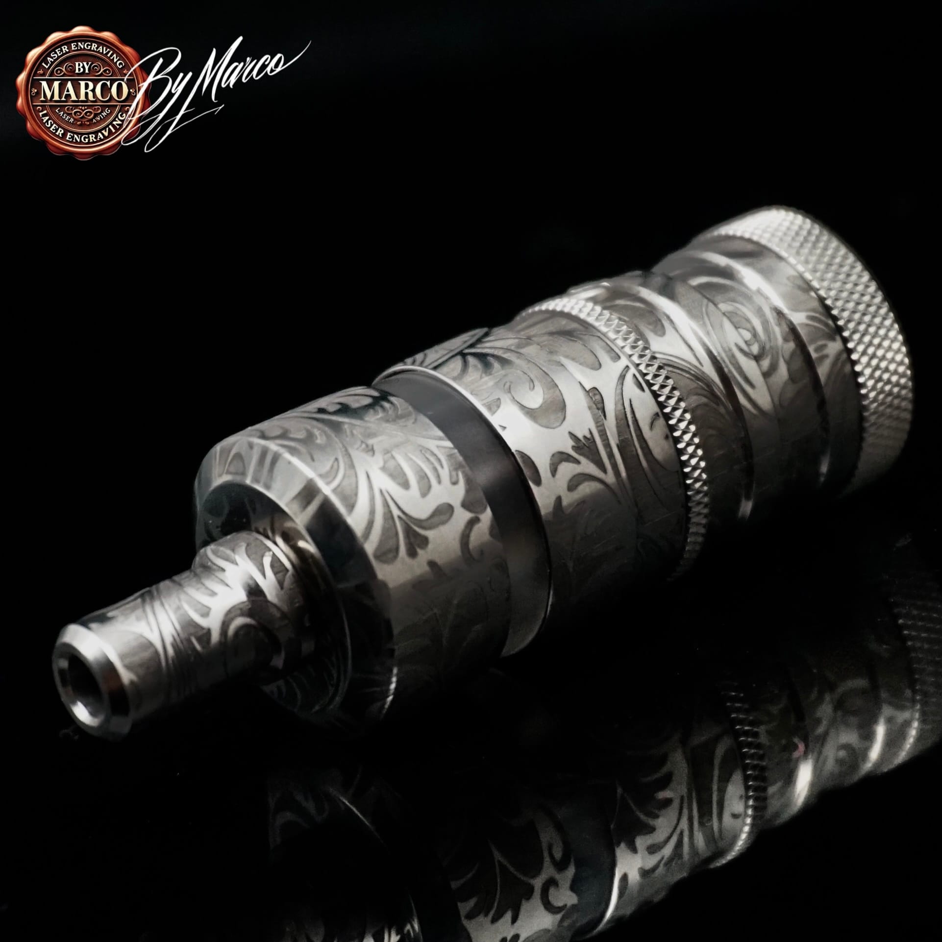 Atomizzatore FeV 4.5S Arabesque Noir – ArtBox By Marco Sn.#01 Aftermarket 3 Atomizzatore FeV 4.5S personalizzato ArtBox By Marco con incisione ornamentale