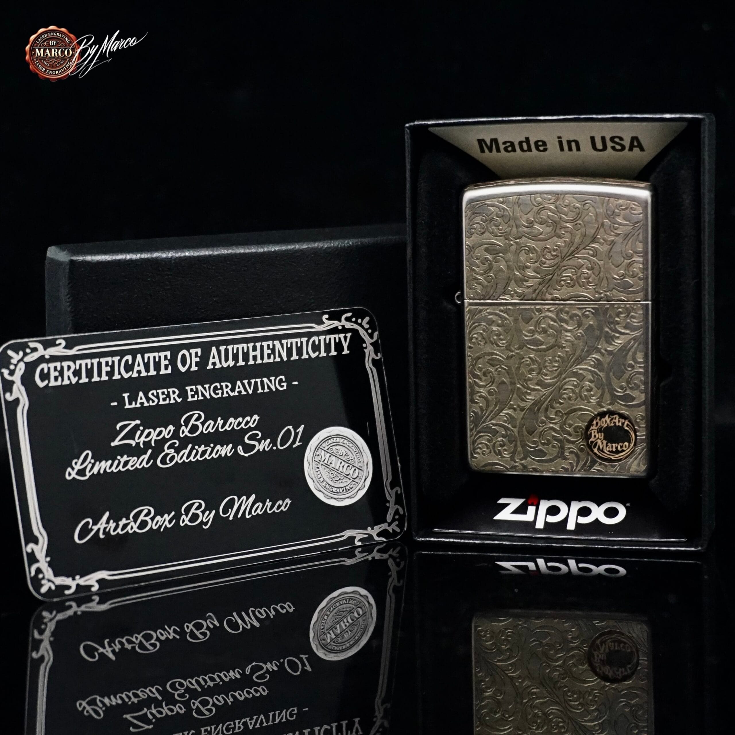 Zippo Barocco inciso No1 ArtBox By Marco Bologna MMSMOKE 7 Zippo Barocco inciso No1 ArtBox By Marco Bologna MMSMOKE - immagine 7