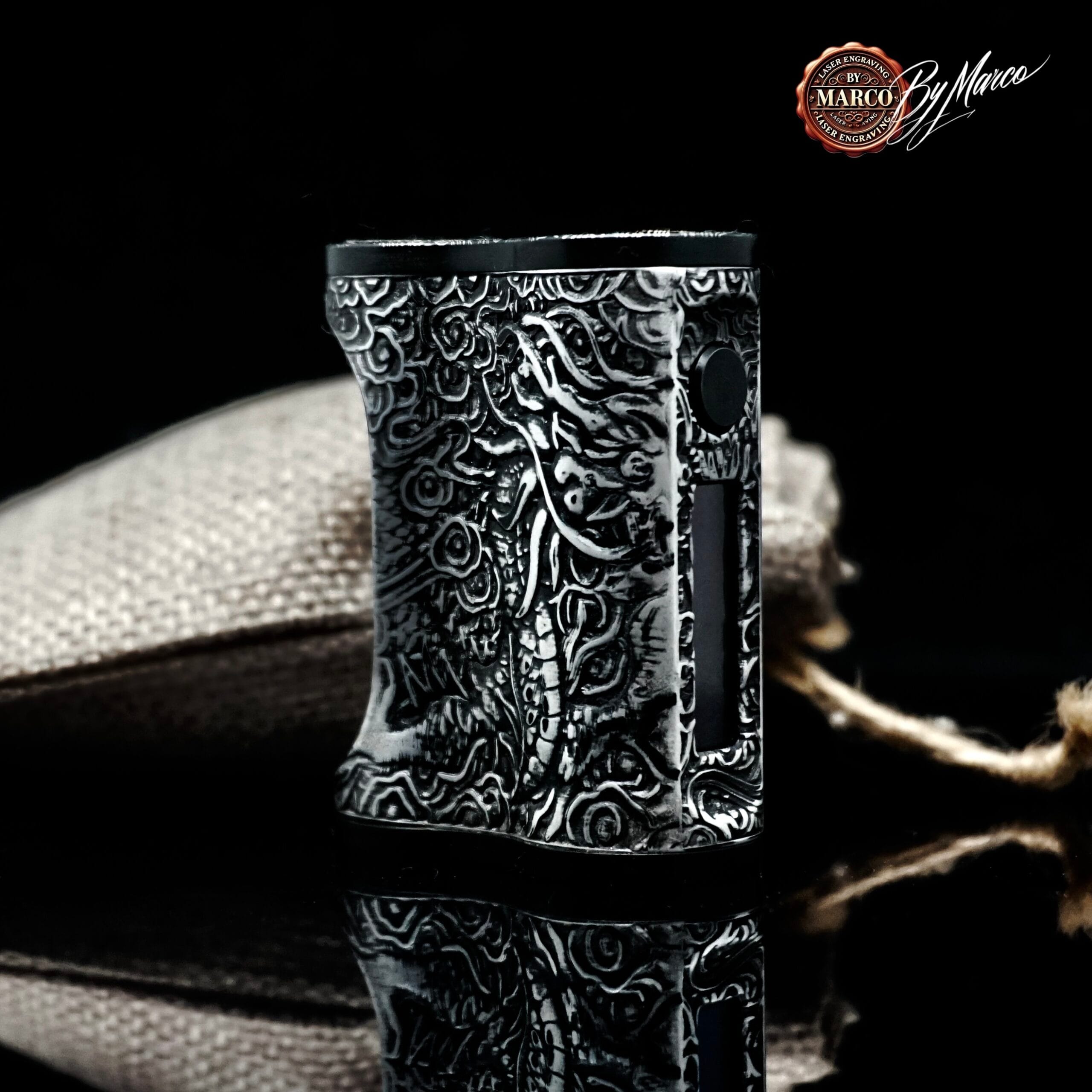 Box Morer "Azure Dragon 3D " SBS Mod 60W Ambition Mod ArtBox By Marco 3 Dettaglio incisioni artistiche orientali su More 60W Ambition Mods