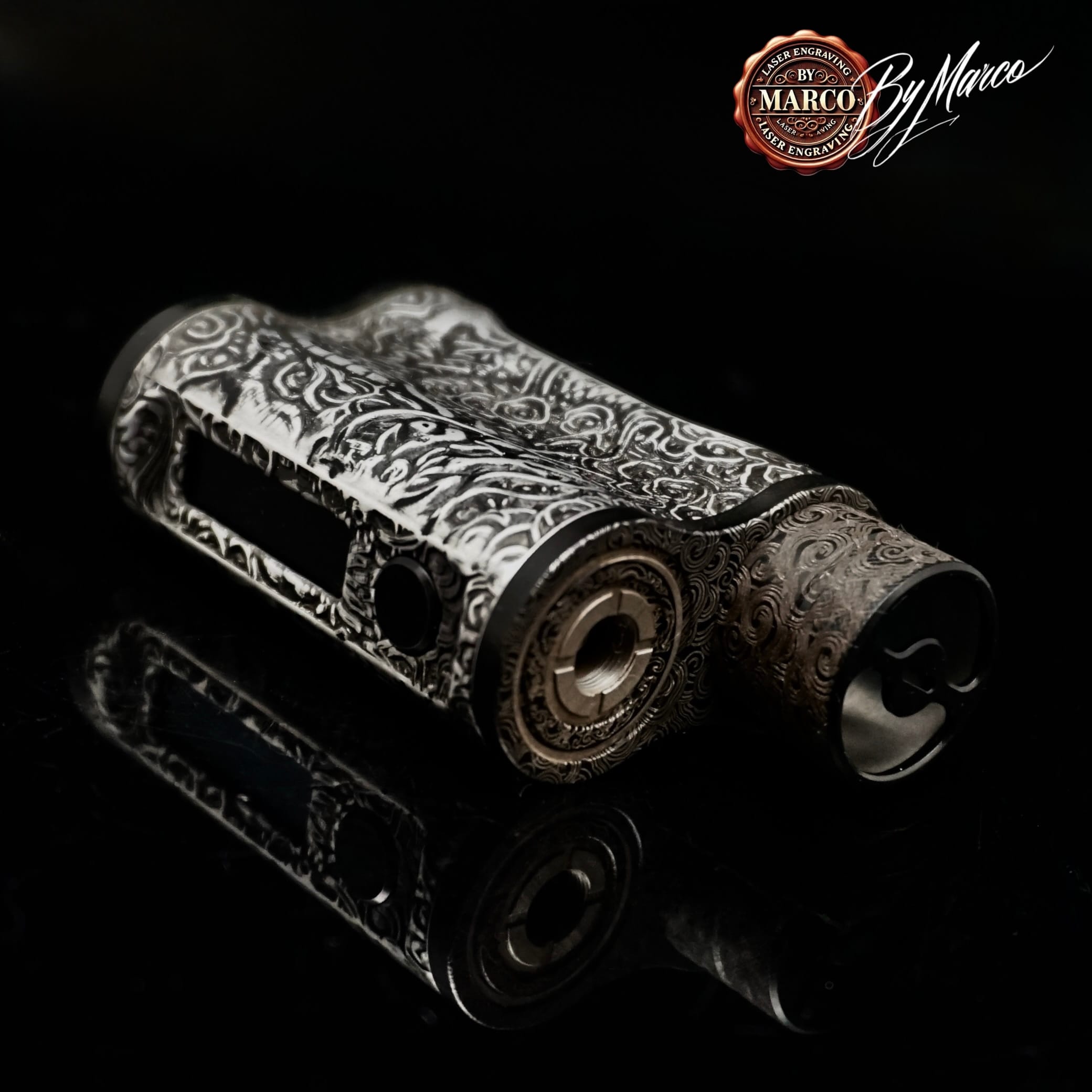 Box Morer "Azure Dragon 3D " SBS Mod 60W Ambition Mod ArtBox By Marco 2 box more ambition mod Azure Dragon ArtBox By Marco con drago orientale inciso in rilievo 3D