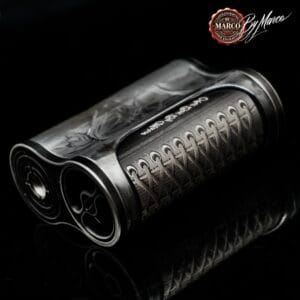 Box Mod ArtBox Lady Shadow con incisione artistica 3D, finitura gunmetal e certificato di