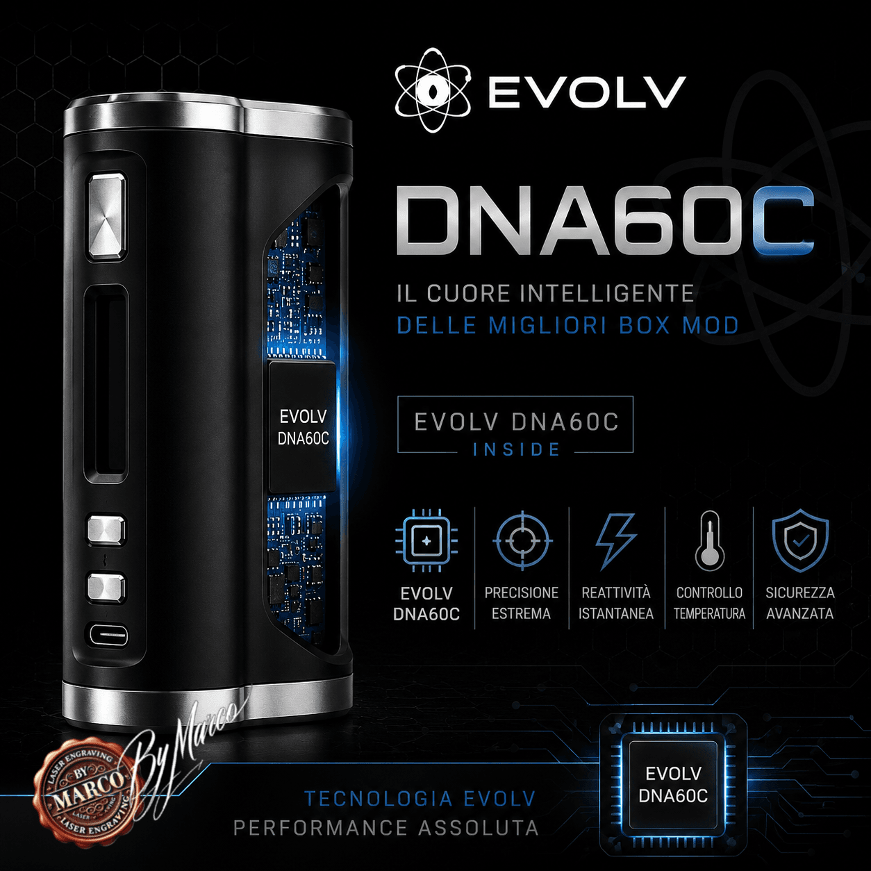 Box K1 Black Silver DNA60C ArtBox – Conversione su Base Ambition Mod 1 Ambition mod k1 DNA60C venduta in esclusiva da MMSMOKE.IT