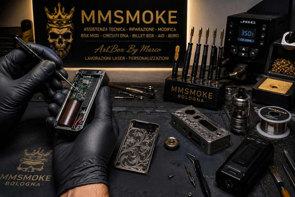 ASSISTENZA TECNICA & LABORATORIO MMSMOKE 1 Riparazione Box Mod Bologna - Assistenza tecnica MMSMOKE