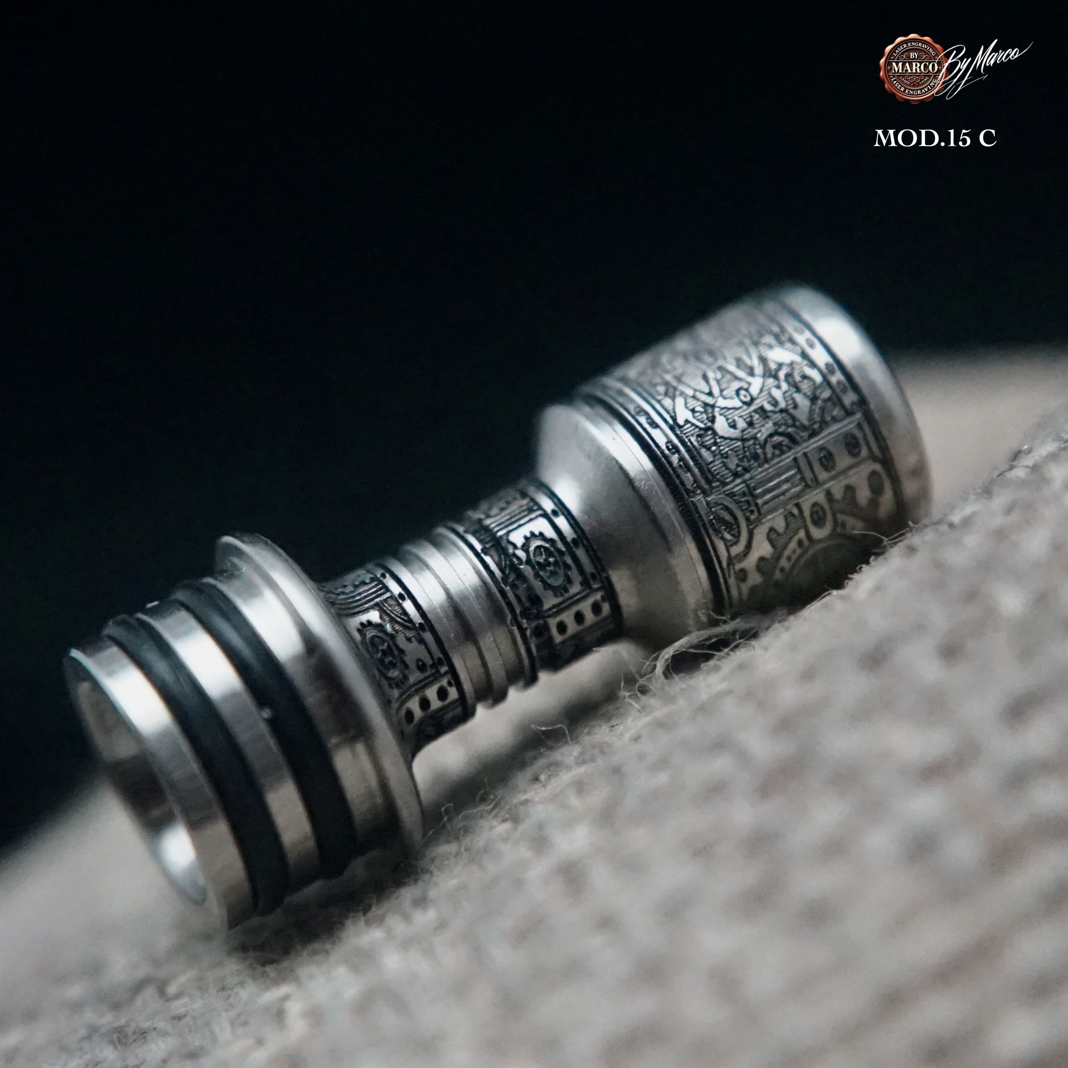 Noble Line Drip Tip – Modello C | Classic 8 drip tip MTL Noble Line Drip inciso classico ingranaggio stile sputnik mmsmoke art box by marco
