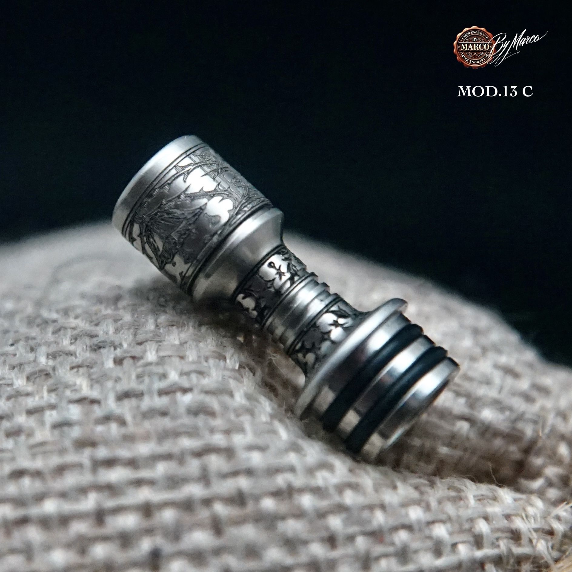 Noble Line Drip Tip – Modello C | Classic 11 drip tip MTL Noble Line Drip inciso classico filo spinato mmsmoke art box by marco