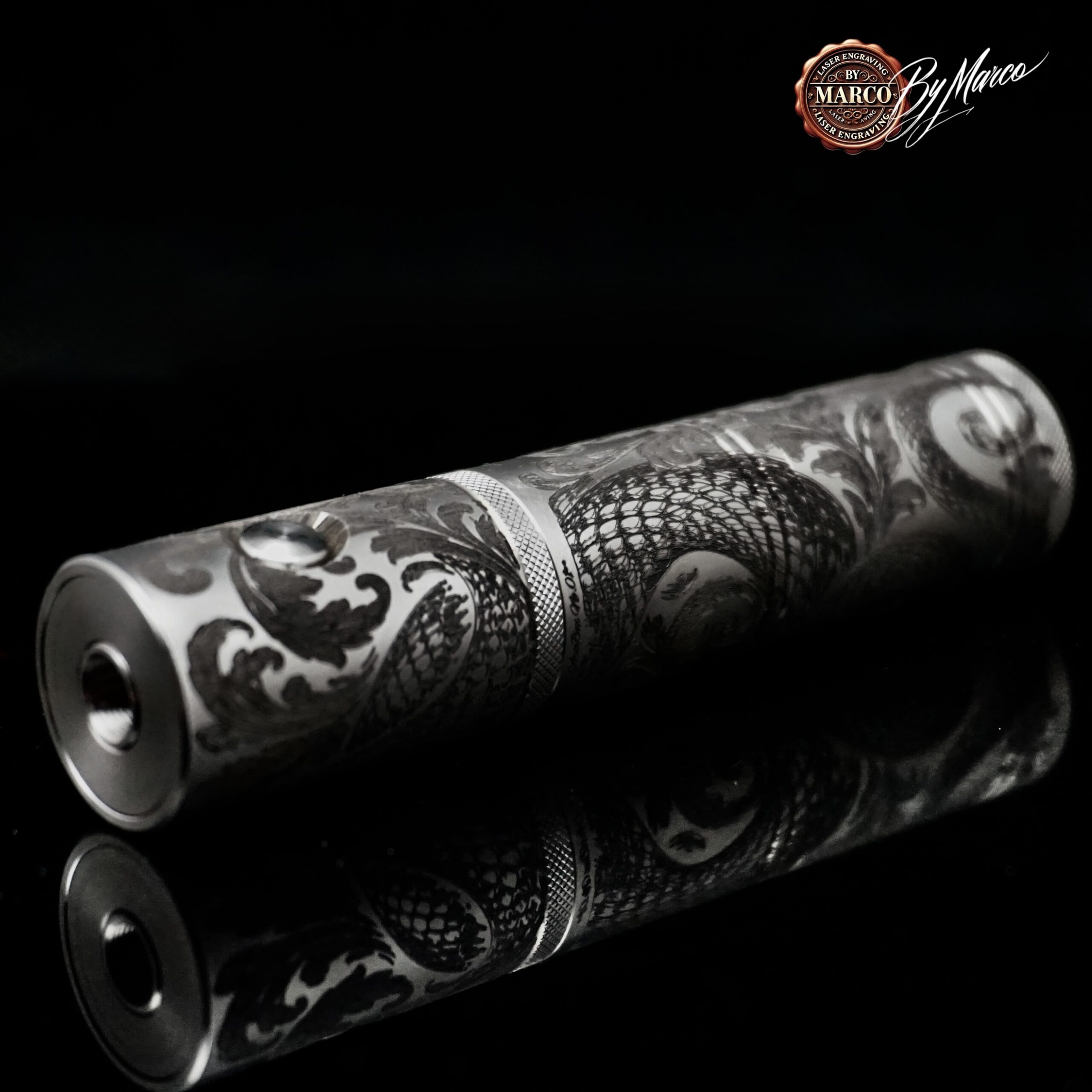 Converter 60W Ambition Mods Serpent Edition No01 ArtBox 16 Converter 60W ArtBox con incisione serpente su tubo